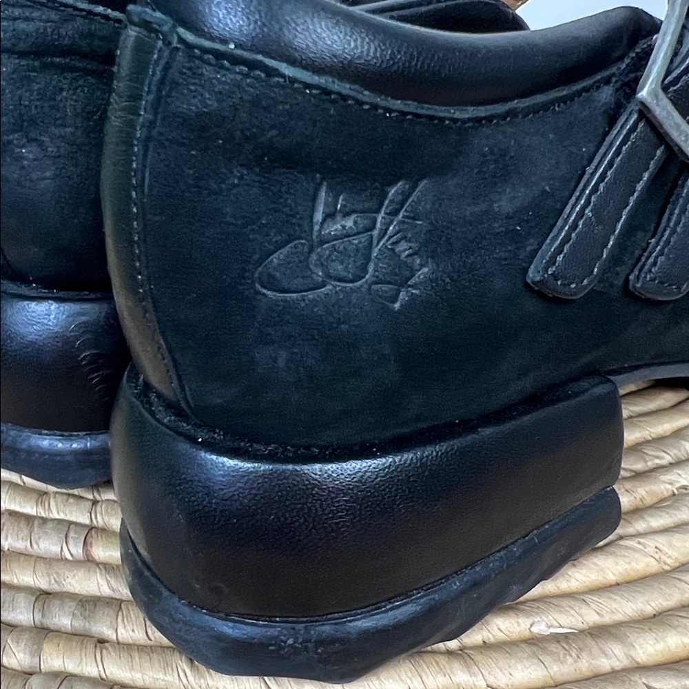 John Fluevog Unity Aimee Black Leather Chunky Heel Double 2 Strap Mary Jane Pump - Picture 5 of 13